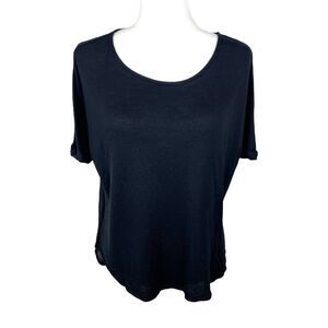 Gilli Blouse Women Small Black Round Neck Relaxed Fit Short Sleeve Rayon Casual